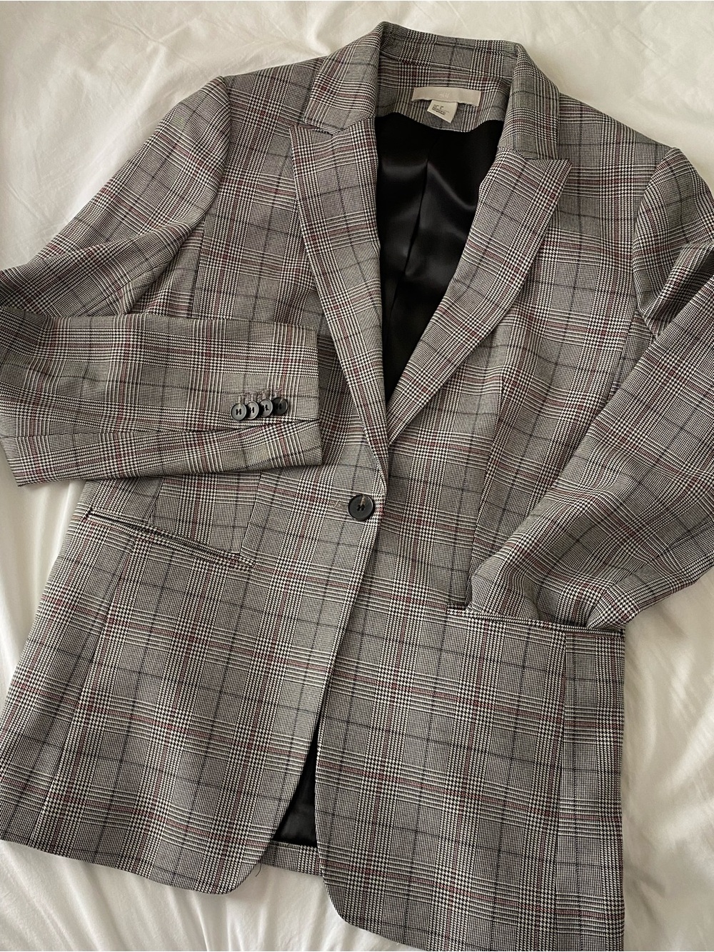 H&M Women's Gray Plaid Blazer